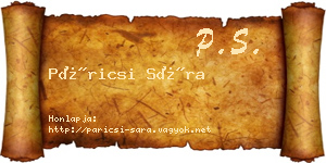 Páricsi Sára névjegykártya