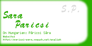 sara paricsi business card